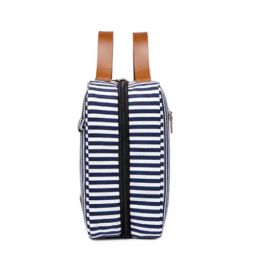 2022 Summer New Zipper Travel Stripe Canvas Weekender Large Makeup Case Bag